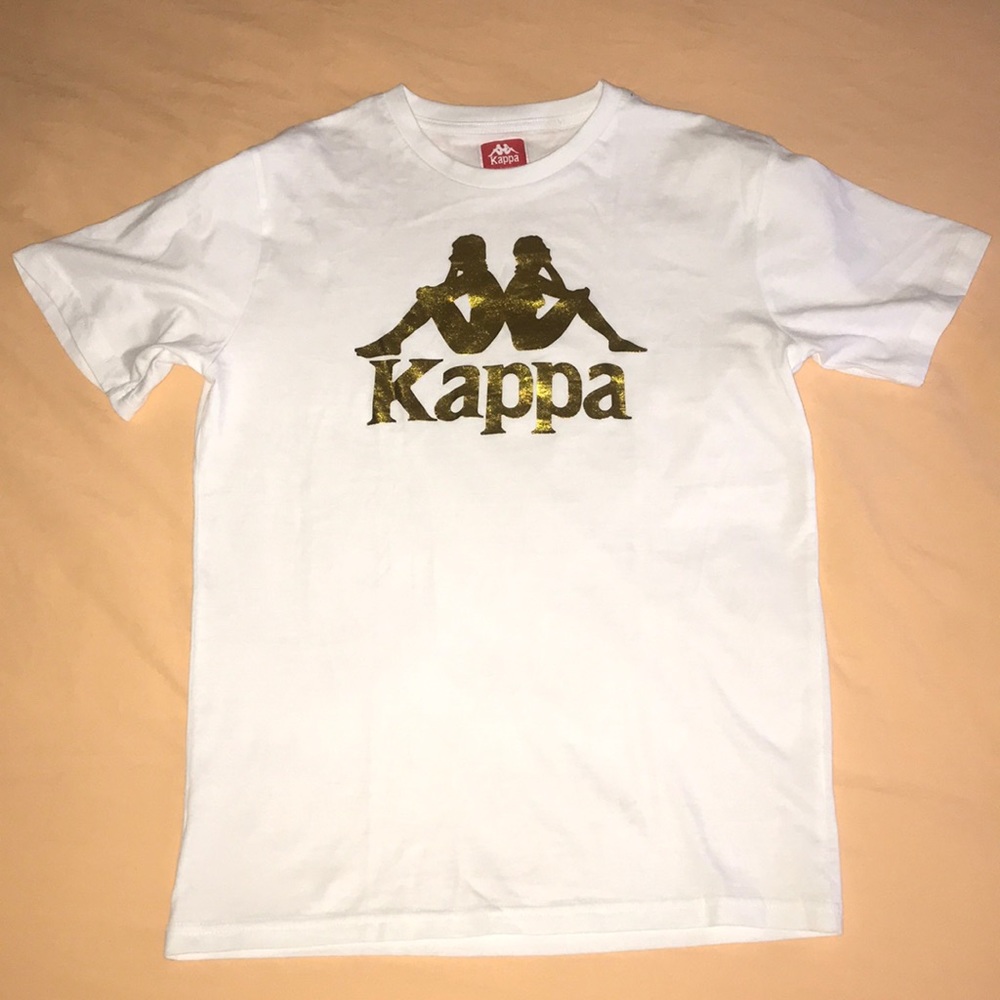 Kappa white tee with gold logo Women’s Sz S